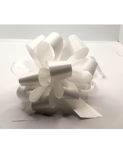 4'' Poly Embossed PullBow - White