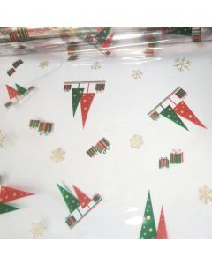 Rolls - 30'' x 100' - Designs - Trees and presents Gold Red Green