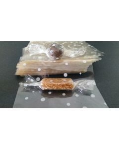 Caramel Candy Wrappers Sheets - 4” x 4”- Dots White 